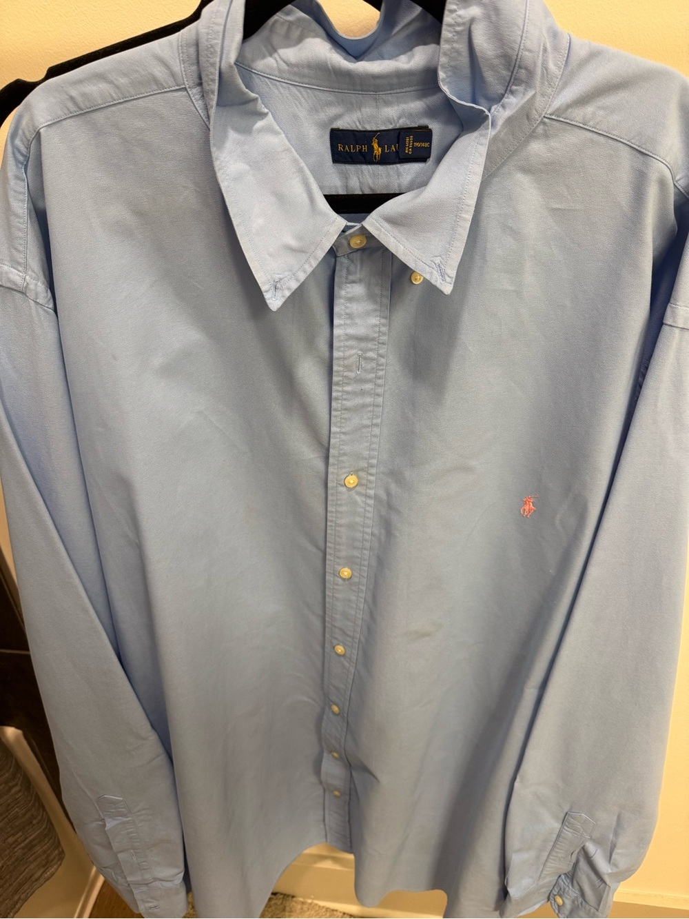 Ralph Lauren Light Blue Button-Down Oxford Shirt with Pink Pony